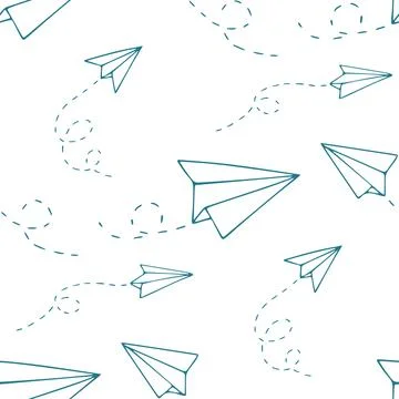 Seamless pattern with a paper airplane. Hand drawn Doodle vector illustration Stock-Illustration