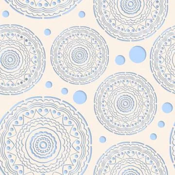 Seamless pattern paper circles, paper craft, lace, 3D, mandala イラスト素材