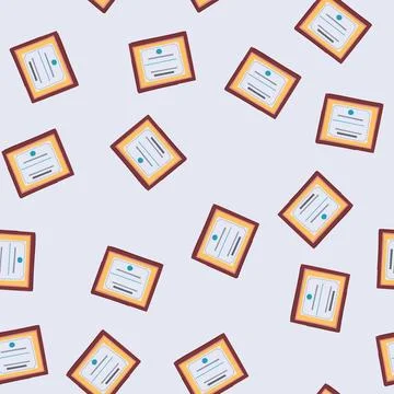 Seamless pattern paper diploma cartoon vector Stock Illustration