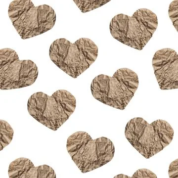 Seamless pattern of paper hearts on a white background. Stock Illustration