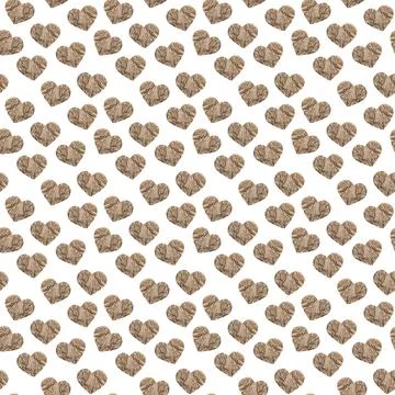 Seamless pattern of paper hearts on a white background. Stock Illustration