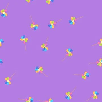 Seamless pattern paper pinwheel toy cartoon vector Stock Illustration