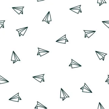 Seamless pattern with paper plane. Hand drawn vector illustration in doodle Stock Illustration