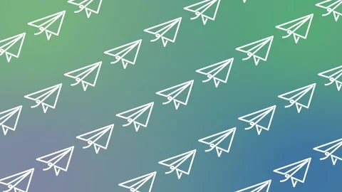Seamless pattern with paper plane icons on gradient background animation Video stock 329939823