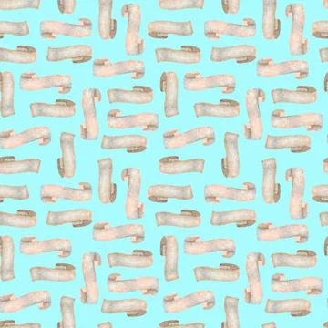 A seamless pattern with paper ribbons on a blue background. Stock Illustration