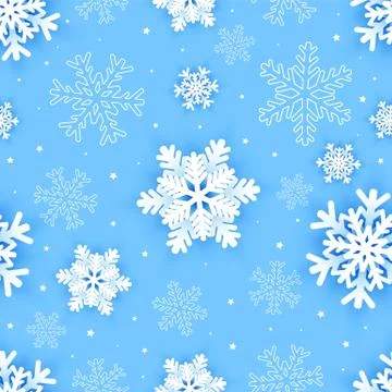 Seamless pattern with paper snowflakes. Vector illustration Stock Illustration