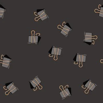 Seamless pattern paperclip binder clip cartoon vector color Stock Illustration
