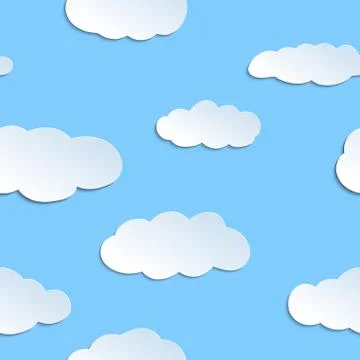 Seamless pattern with papercraft clouds. Stock Illustration