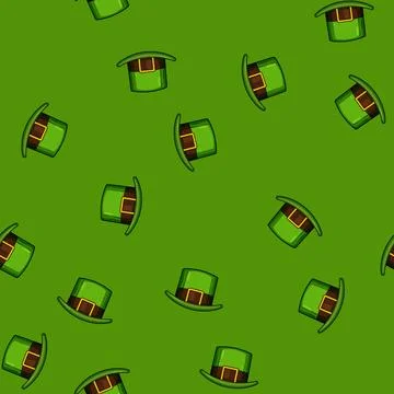 Seamless pattern parade leprechaun green hat cartoon vector Stock Illustration