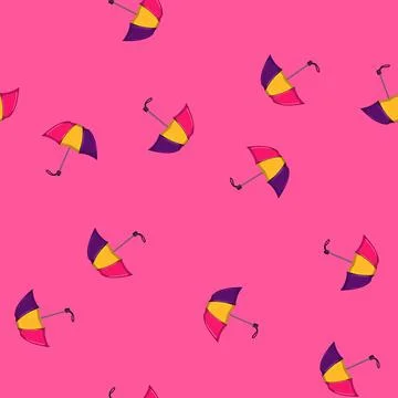 Seamless pattern parasol umbrella rain cartoon vector Stock Illustration