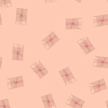 Seamless pattern parcel or mail package tied with string Stock Illustration