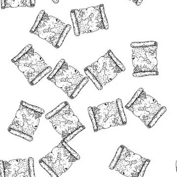 Seamless pattern parchment old map sketch hand drawn 스톡 일러스트