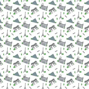 Seamless pattern with Paris-themed Illustrazione stock