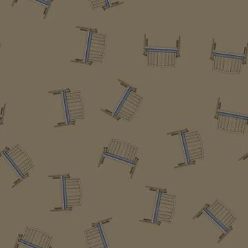 Seamless pattern park garden outdoor bench cartoon vector Stock Illustration