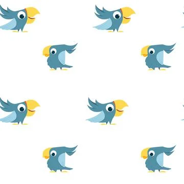Seamless pattern with parrots. Cheerful parrot. Parrot character. Logo and il Stock Illustration