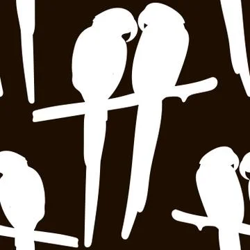 Seamless pattern with parrots silhouette. Stock Illustration