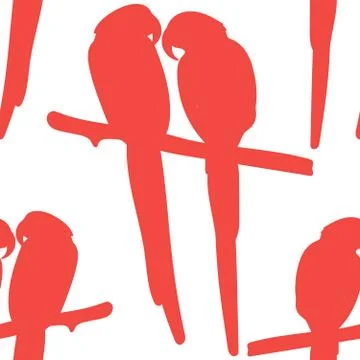 Seamless pattern with parrots silhouette. Stock Illustration