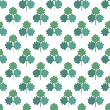Seamless pattern with parsley leaves in 3 colors on a white background Stock Illustration