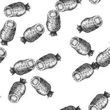Seamless pattern parsnip root fresh sketch hand drawn Stock Illustration