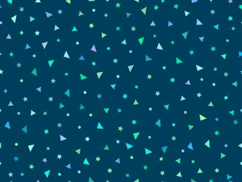 Seamless pattern with particles of triangles and stars. Abstract background d Stock Illustration