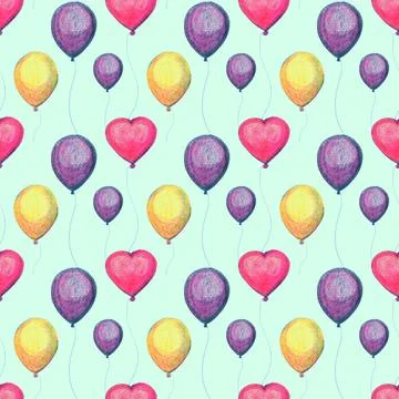 Seamless pattern party balloon retro illustration Stock Illustration