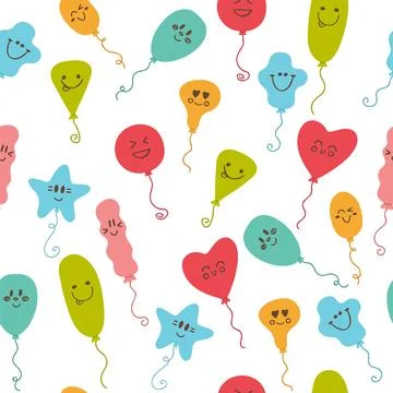Seamless pattern with party balloons of different colors. Cute background Stock Illustration