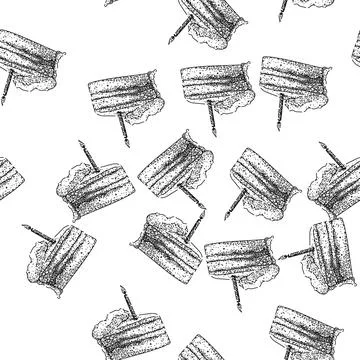 Seamless pattern party birthday cake piece sketch hand drawn Stock Illustration