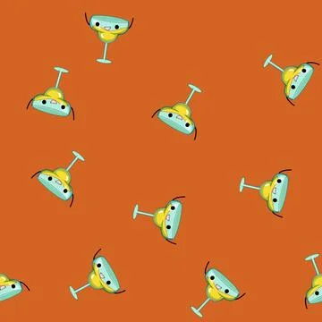 Seamless pattern party cocktail character cartoon vector Stock Illustration
