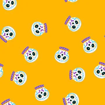Seamless pattern party dead day skull cartoon vector 스톡 일러스트