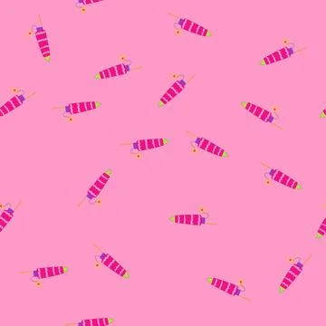 Seamless pattern party firework rocket cartoon vector Stock Illustration