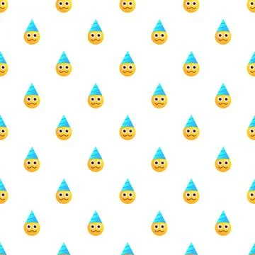 Seamless pattern with party hat emoji face Stock Illustration