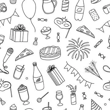 Seamless pattern with party items. Stock Illustration