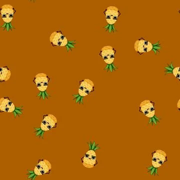 Seamless pattern party pineapple character cartoon vector Stockillustratie