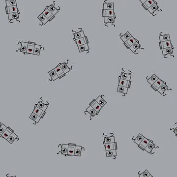 Seamless pattern party retro music character cartoon vector Stock Illustration