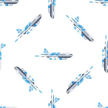 Seamless pattern of passenger airplane flying in different directions Stock-Illustration