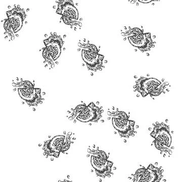 Seamless pattern passion fruit juice sketch hand drawn Stock Illustration