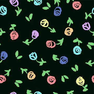 Seamless pattern with pastel chalk or crayon hand drawing funny doodle Illustrazione stock
