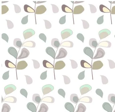 Seamless pattern with pastel flower and leaf on a white background Stock Illustration