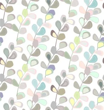 Seamless pattern with pastel flower and leaf on a white background Stock Illustration