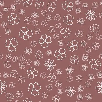 Seamless pattern, pastel flower brown brick matte, simple design vector Stock Illustration