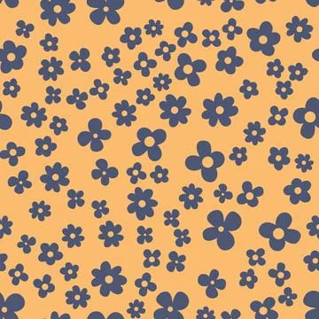 Seamless pattern, pastel flower on yellow background, simple design vector Illustrazione stock