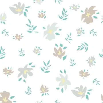 Seamless pattern with pastel flowers on a white background. For wrapping paper Stock Illustration