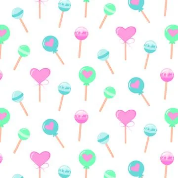 Seamless pattern with pastel lollipops chupa-chups. Stock Illustration