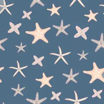 Seamless pattern pastel starfish blue background Stock Illustration