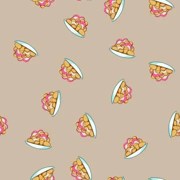 Seamless pattern pastry greek loukoumades cartoon vector Stock Illustration