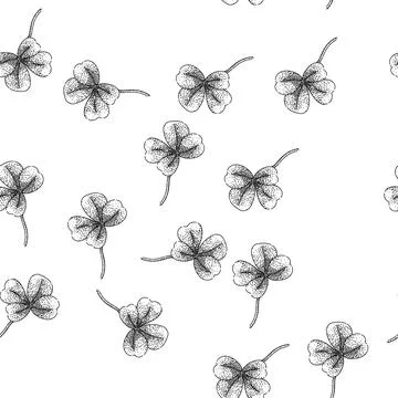 Seamless pattern pasture clover sketch hand drawn Stock Illustration
