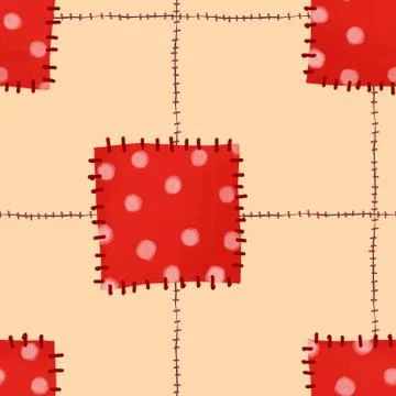 Seamless pattern of patches 1. Carelessly sewn up scraps Stock Illustration