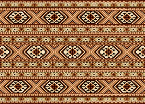 Seamless pattern in patchwork style. Embroidered print for carpet, textile,.. Stock Illustration