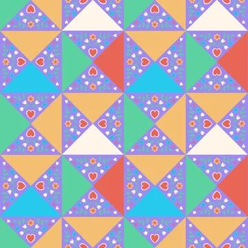 Seamless pattern patchwork style with handdrawn elements Illustrazione stock