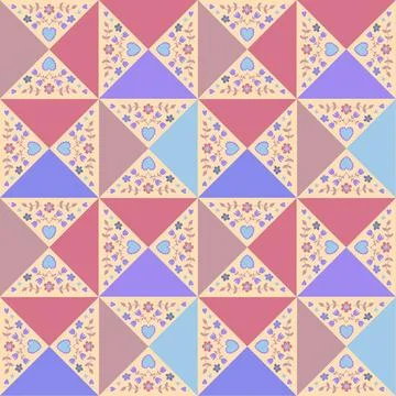 Seamless pattern patchwork style with handdrawn elements Illustrazione stock